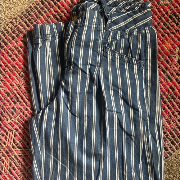 American Eagle Striped Blue Wide-Leg Pants Size 10 - Picture 2 of 8